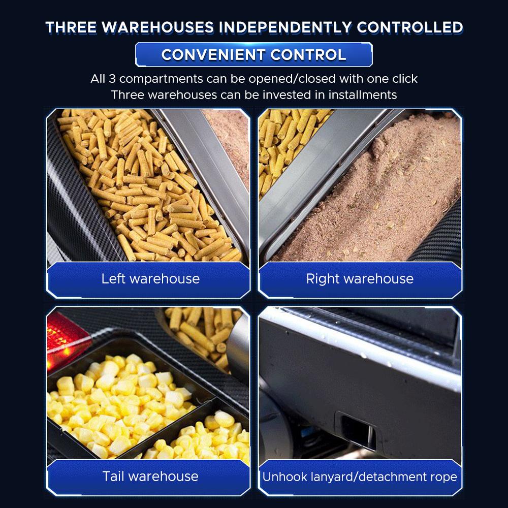 Large Outdoor 3 Hopper High Speed RC Fishing Boat 500M 7KG Load Voice Broadcast Smart Route