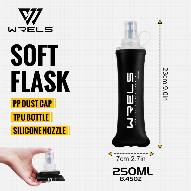 WRELS Бутылка для воды TPU Складная мягкая фляга Наружная спортивная сумка для воды Складная бутылка для воды 500 мл Для бега Кемпинга Без BPA