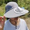 Шляпа для рыбалки с широкими полями, перезаряжаемая шляпа для защиты от солнца, шляпа с вентилятором для зарядки на открытом воздухе, мужская, женская