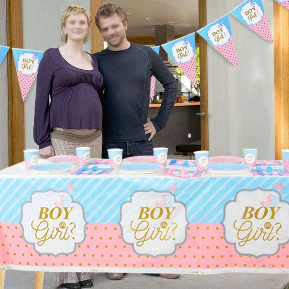 Decoration Banner Baby Shower Gender Reveal Paper Plates Party Tableware Paper Cups Cutlery Set