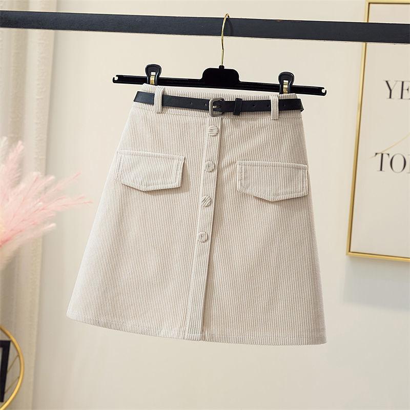 Женская юбка-трапеция вельвета Harajuku с поясом и высокой талией, узкая женская мини-юбка для офиса