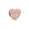 925 Sterling Silver Rose Gold Charms Open Heart Sparkling Polish Charm Pendant Clip Stopper Charms Fit Original Fashion Bracelet