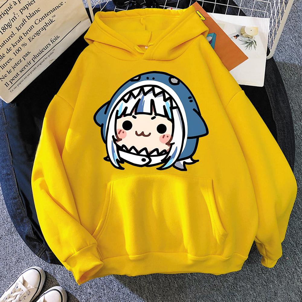 Толстовки Hololive на английском языке VTuber Gawr Gura Merch Causal Japanese Streetwear для мужчин с длинным рукавом, толстовка с капюшоном, повседневная толстовка Y2K