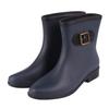 Rain Shoes Plain Short Boots Rain Boots Rain Shoes Middle Boots Simple Design [CAWKAY] Women's (23.0-23.5cm (37), Navy)