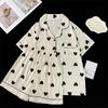 Love Printing Women's Pajamas Set Fashion Sleepwear 2 PCS Top and Shorts  Soft Cotton Casual 2 Pieces Pajama Set