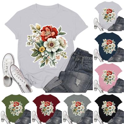 Женские модные повседневные пуловеры с короткими рукавами и круглым вырезом с принтом