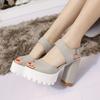 2018 Summer New Thick Heel High Heel Waterproof Table Thick Strap Buckle Fish Mouth Sandals Women