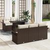 Set of 6 Pieces of Garden Sofas with Brown Poly Rattan Cushions, 2-seater Garden Sofa with Storage 3356931