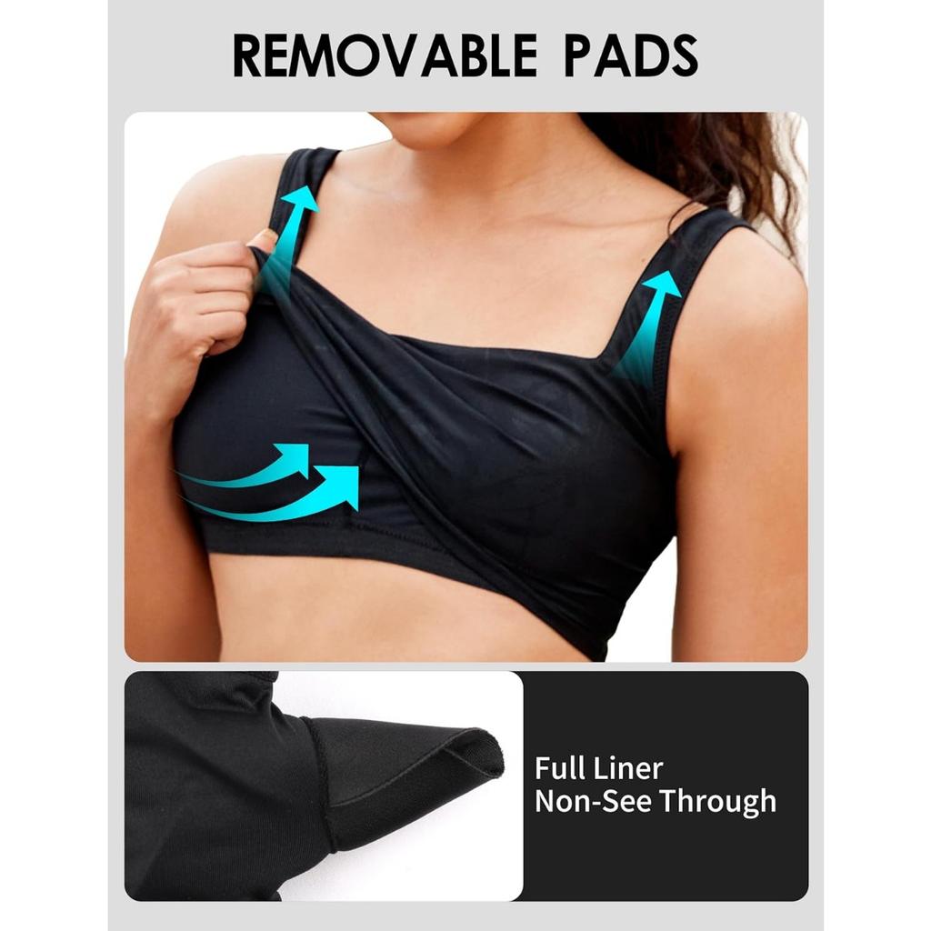 CHARMLEAKS Женский топ бикини с квадратным вырезом, быстросохнущий купальный костюм с защитой UPF 50+, только верхняя часть