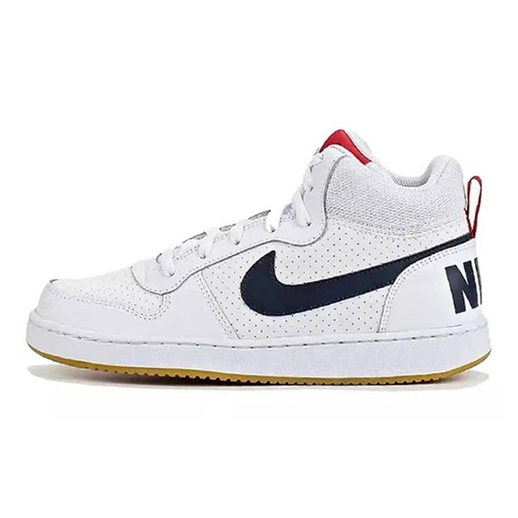Nike Court Borough Mid Grade School 'White Obsidian Gum' (Unisex) White / Obsidian / University Red Kids' Skateboarding Shoes 839977 107