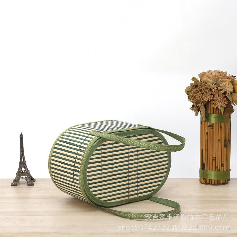 Traditional Bamboo Storage Basket With Handcrafted Design For Kitchen Organization