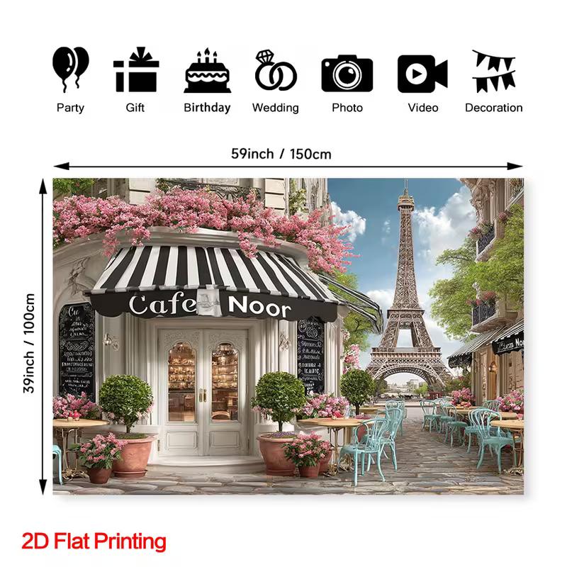 2D Фотофон Парижское Кафе Noor с Эйфелевой Башней