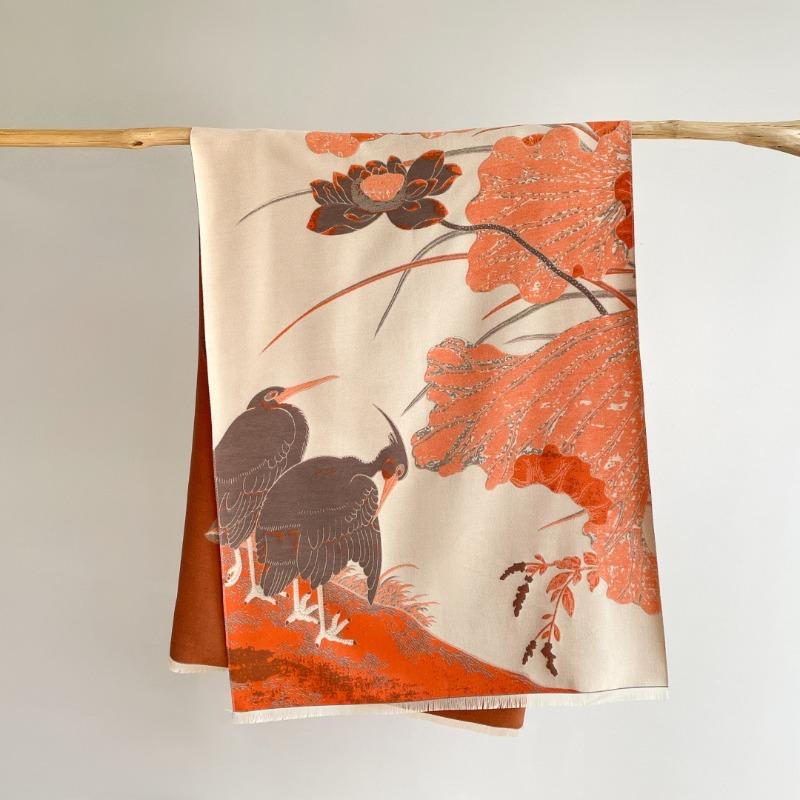 Новый шарф с аистами осенне-зимний двусторонний шарф из имитации кашемира зимняя высококачественная теплая шаль