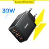 Baseus 30W USB Charger QC3.0 PD3.0 Type C PD Fast Charging 3 Ports Quick Phone Charger For iPhone 15 14 13Pro Max Xiaomi Samsung
