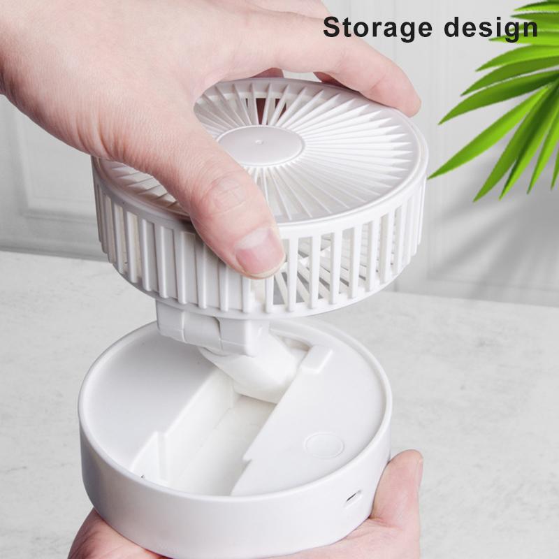Folding Telescopic Mini Fan USB Rechargeable 3 Speeds Portable Small Desk Fan