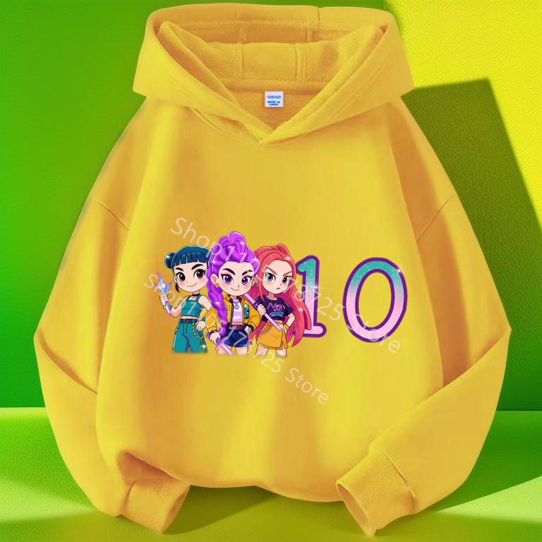 Толстовка с капюшоном для девочек K-Pop Охотник на демонов Номер на день рождения 1-10 Руми Дерпи Мультяшный мальчик Детская Корейская волна Мода Повседневные топы