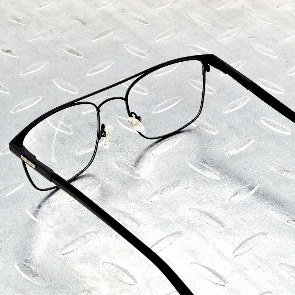 Rectangle Titanium Alloy Double Bridge Black Pilot Men Optical Glasses Frame Eyeglasses Eyeframe Eyewear