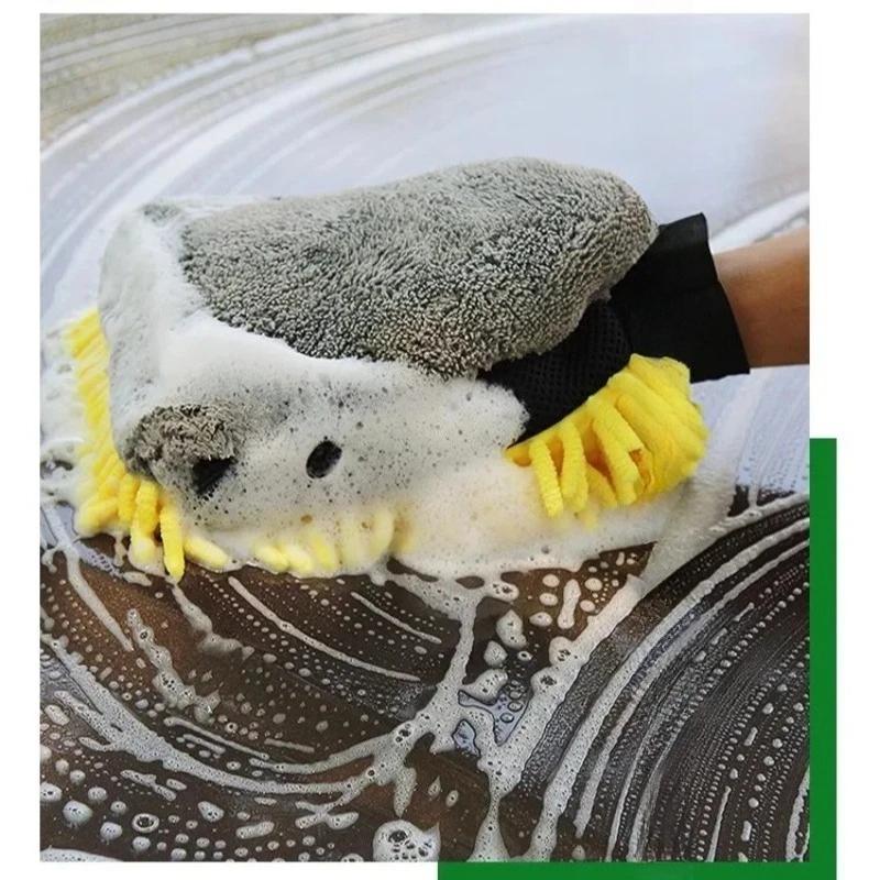 1PCS Car Wash Glove Coral Mitt Soft Anti-scratch for Car Wash Multifunction Thick Cleaning Glove Car Wax Detailing Brush