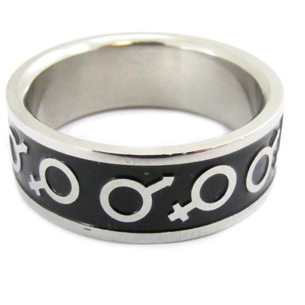 Стальное кольцо 'Мужчина-Женщина' Черная сталь