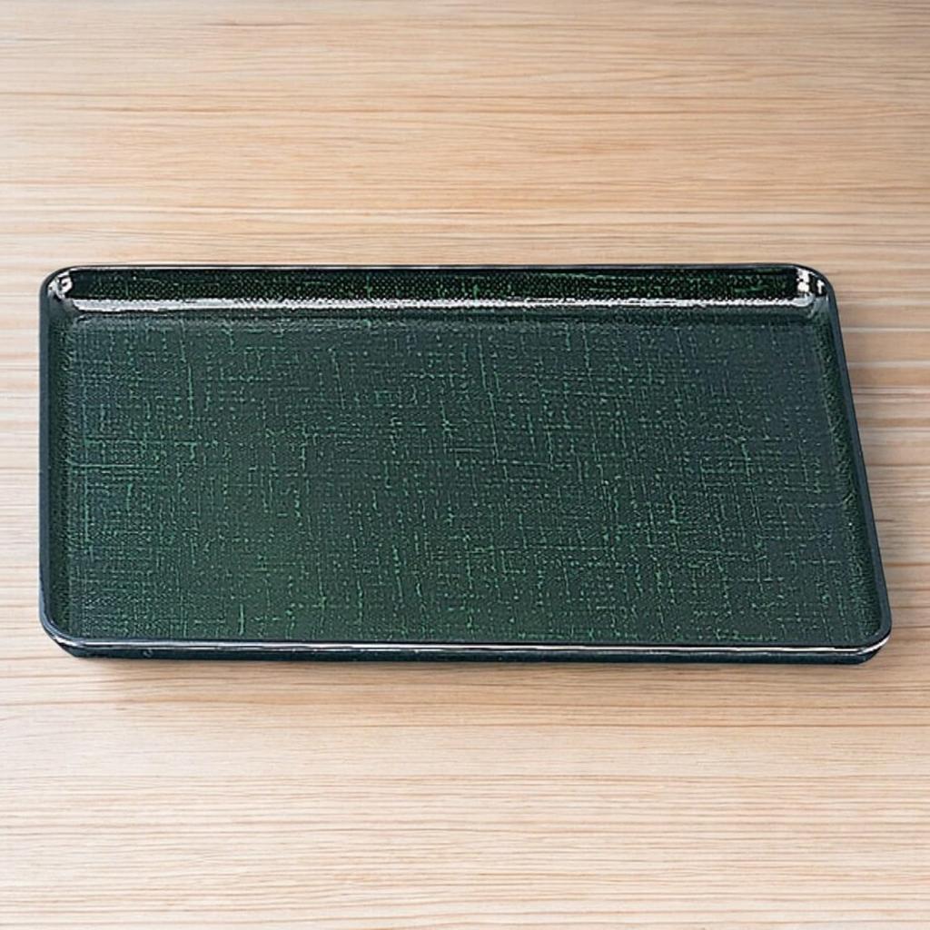 Long Kasuri Tray Green Kasuri 39cm Lacquerware Made in Japan Dishwasher Safe J-kitchens 3-Shaku Heat-Resistant (Tray/Tray) Non-Slip Heat-Resistant