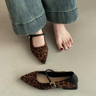 Модные туфли в иностранном стиле с леопардовым принтом, с открытым мыском, скошенным каблуком, сумкой на подъеме, женские, осенние, новый трендовый дизайн, универсальные туфли Мэри Джейн