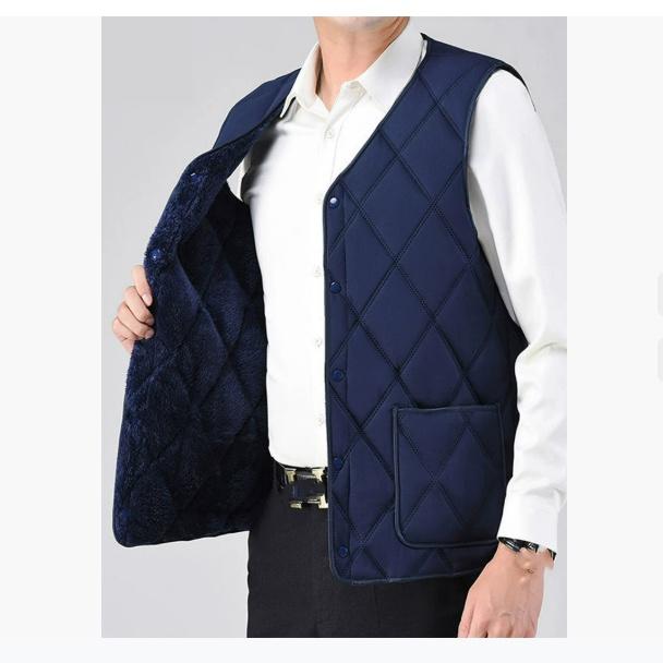 Жилет большого размера, который носит папа, осенне-зимний мужской жилет плюс бархатный утолщенный теплый жилет для защиты от холода