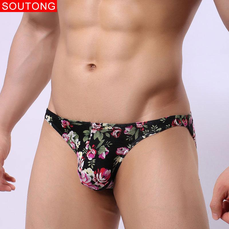Мужское нижнее белье-треугольники с принтом, удобное, сексуальное, дышащее