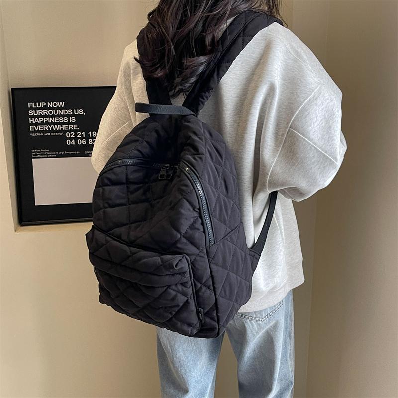 Женский рюкзак Студенческий школьный рюкзак с ромбами