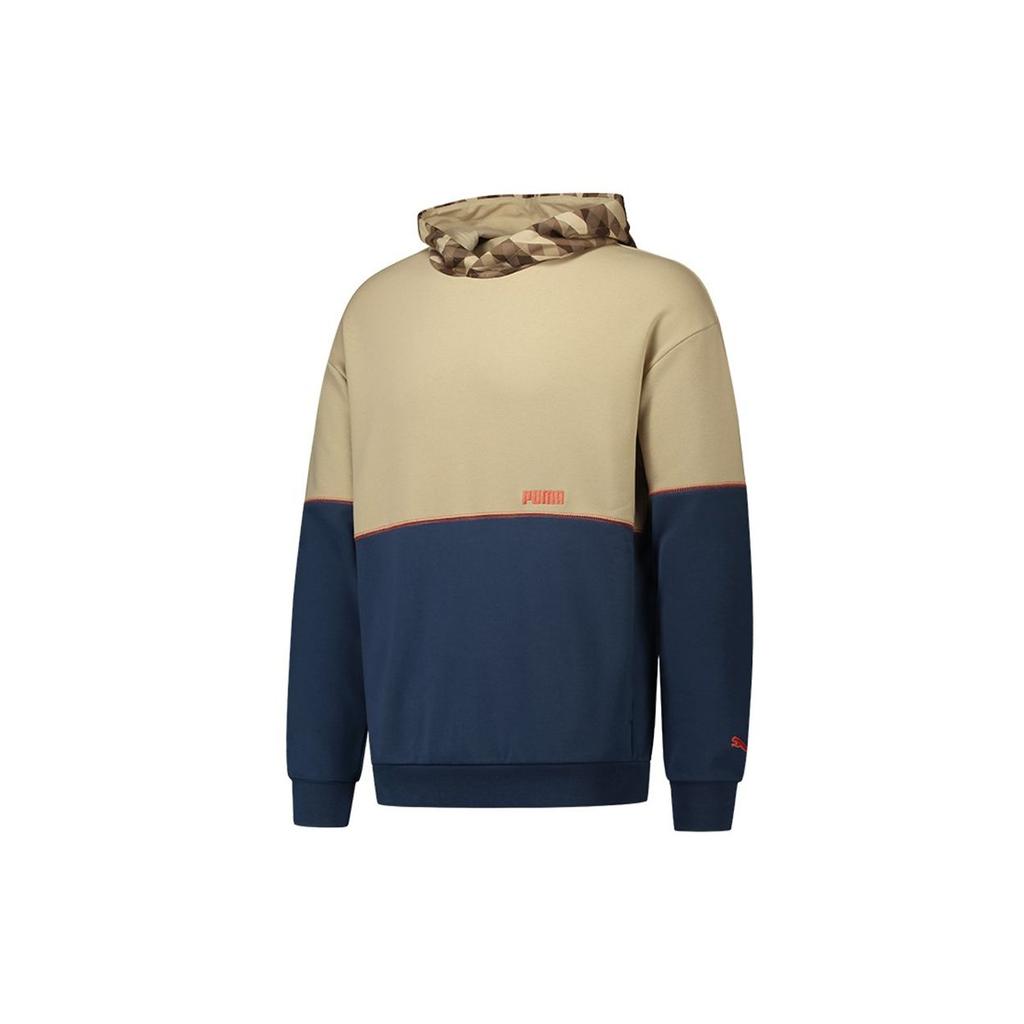 Puma Контрастная цветная толстовка с капюшоном для мужчин, темно-хаки 531309-97