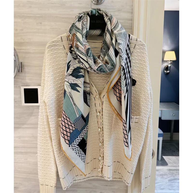 NINA SOLOR Silk Wool Square Scarf