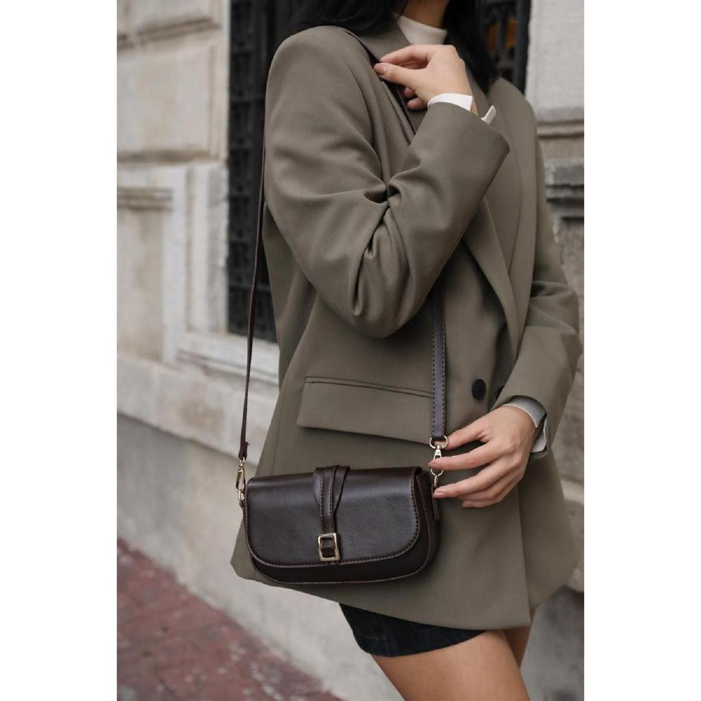 Black Women's Buckle Crossbody Bag