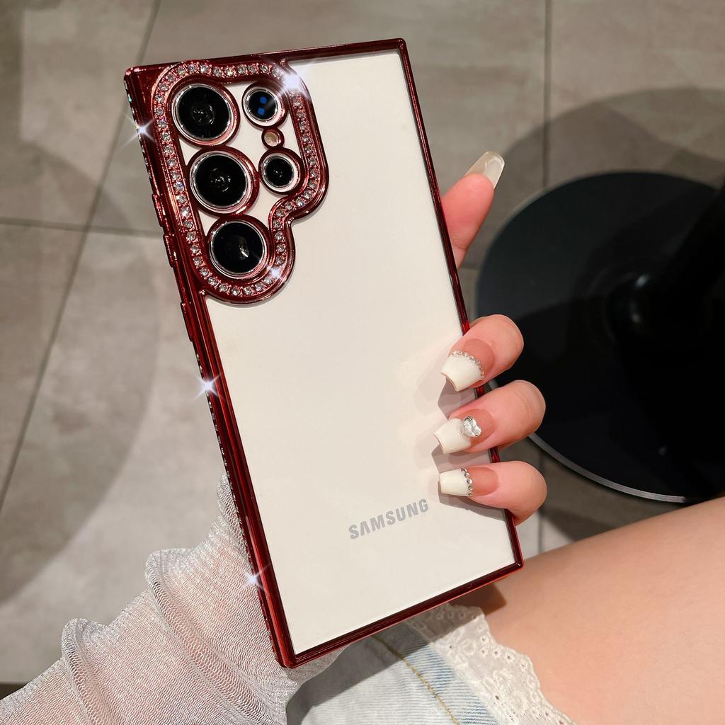 Чехол для мобильного телефона Samsung S23 Ultra со стразами и блестками S24 Гальваническое покрытие A12 Всесторонний A05s Защитный чехол для женщин A15