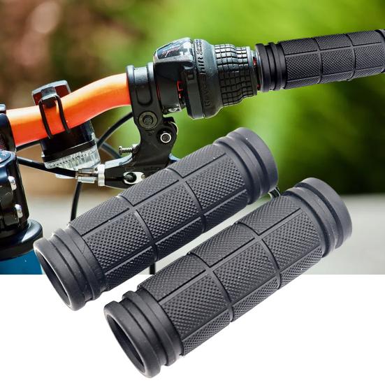 1 Pair Bike Handlebar Sleeves Shock Absorption Anti-slip One-sided Locking Rubber Dustproof Bicycle Cycling Handle Bar Grips Replacement Parts