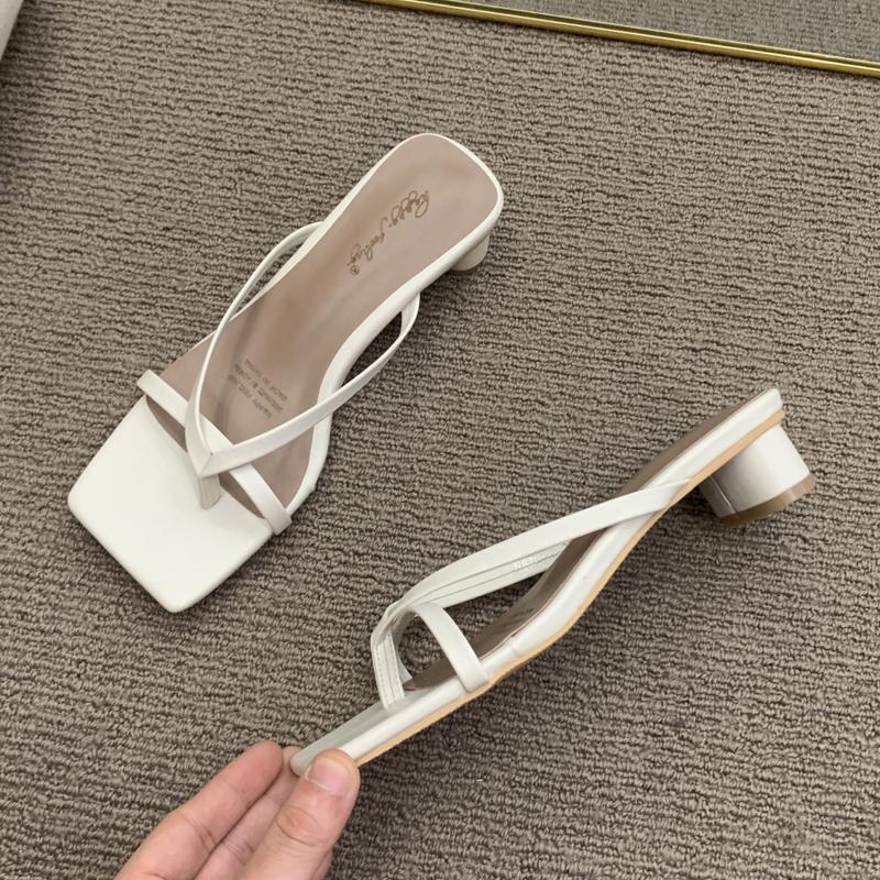 Твердые кожаные тапочки женские туфли на высоком каблуке удобные новые летние женские туфли женские модные крутые мюли шлепанцы шлепанцы