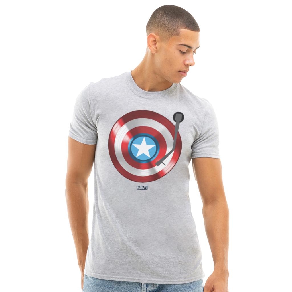 Captain America Mens Record Shield T-Shirt