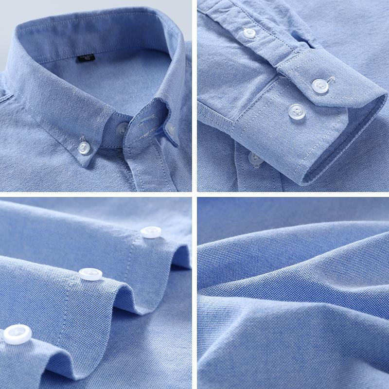 Plus Size 100%cotton Oxford Casual Shirts for Busines Men Long Sleeve Autumn Spring Winter Plain Striped Plain Without Front Pocket