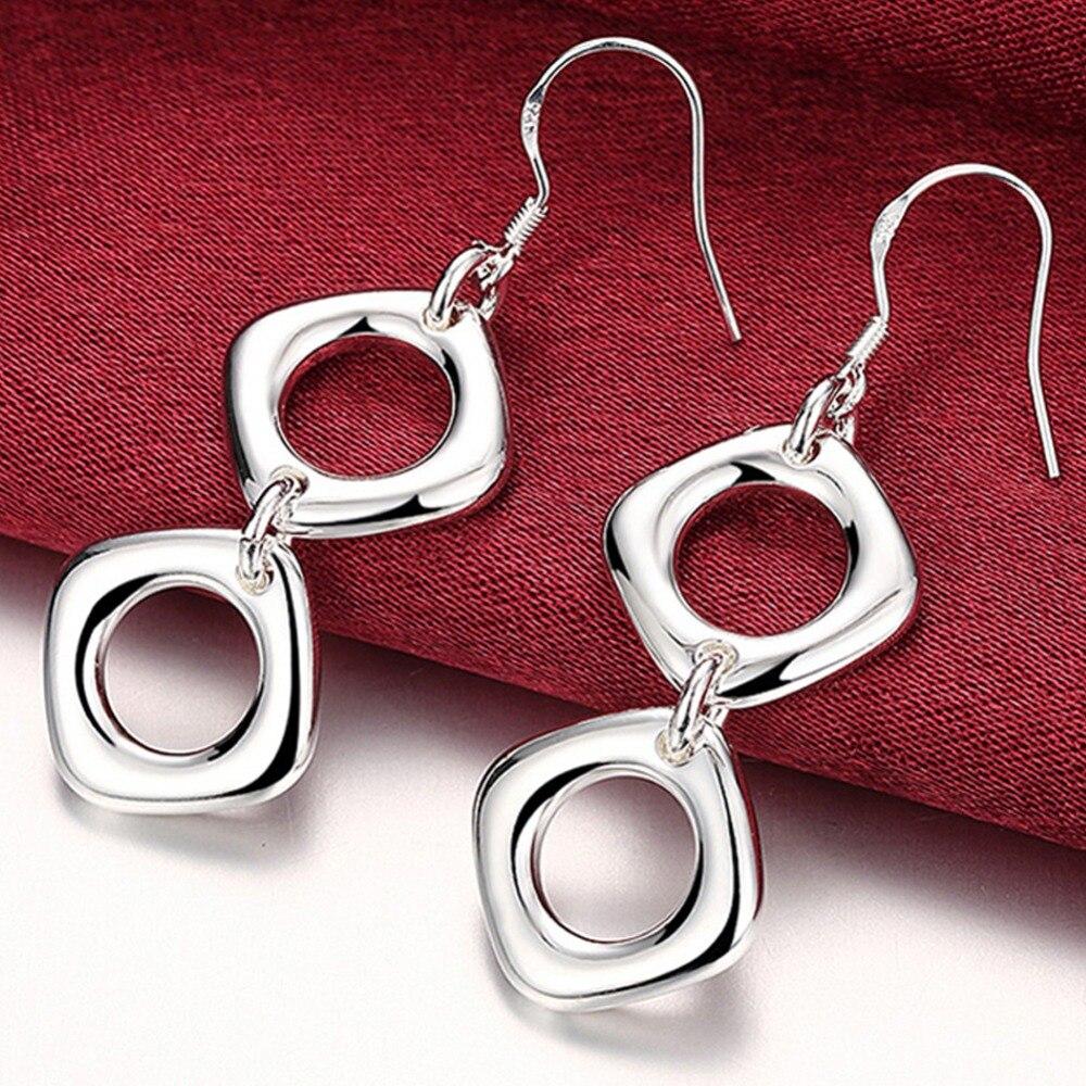 Новое поступление, модные простые косые квадратные серьги из стерлингового серебра 925 пробы, женские ювелирные изделия