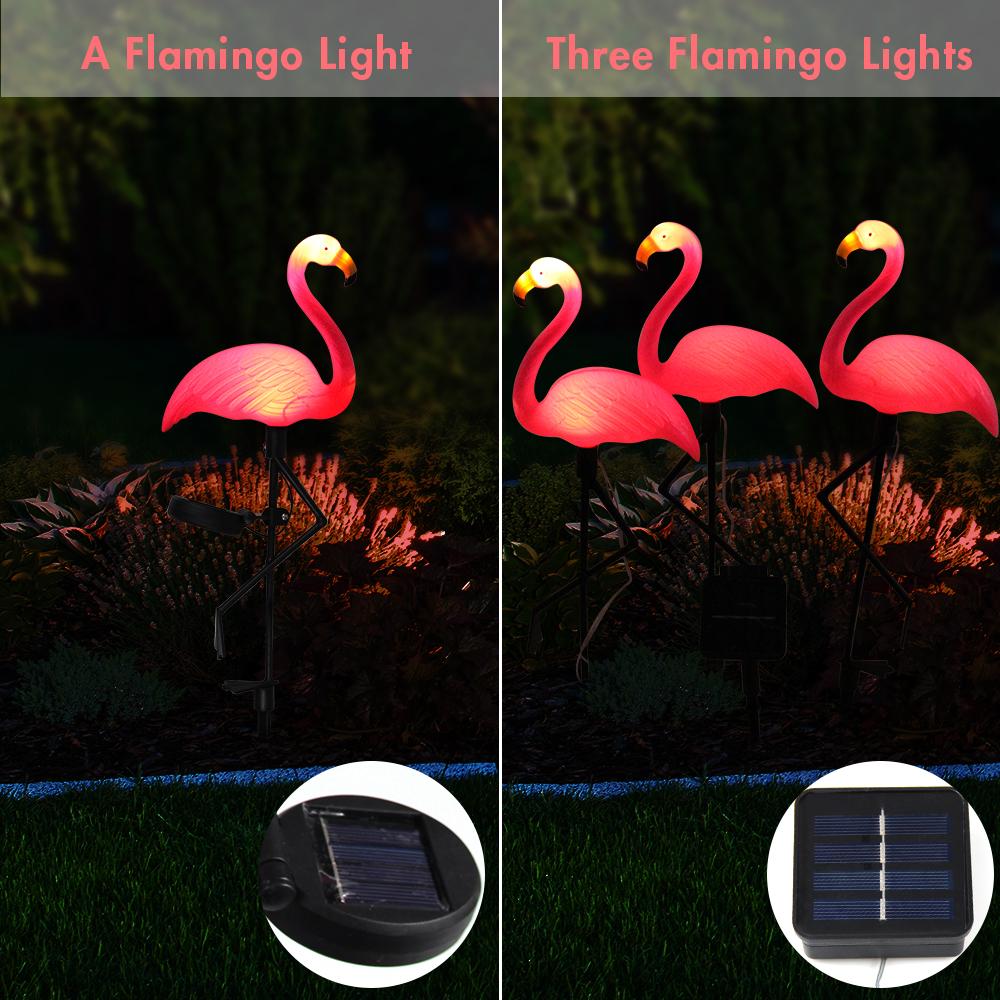 Flamingo Outdoor Landscape Yard Light Waterproof Solar Garden Lamps Lawn Lights Patio Walkway Lights Stake Light Holiday Decor