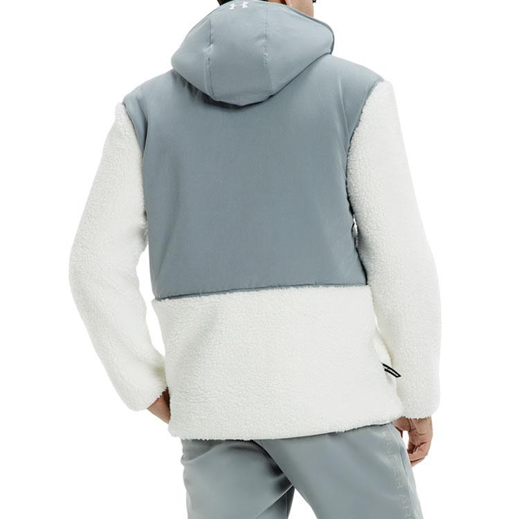 UA Свакет Шерпа Комбинированная Куртка с Капюшоном из Овчины Мужская Куртка Серая Белая 1345051-100