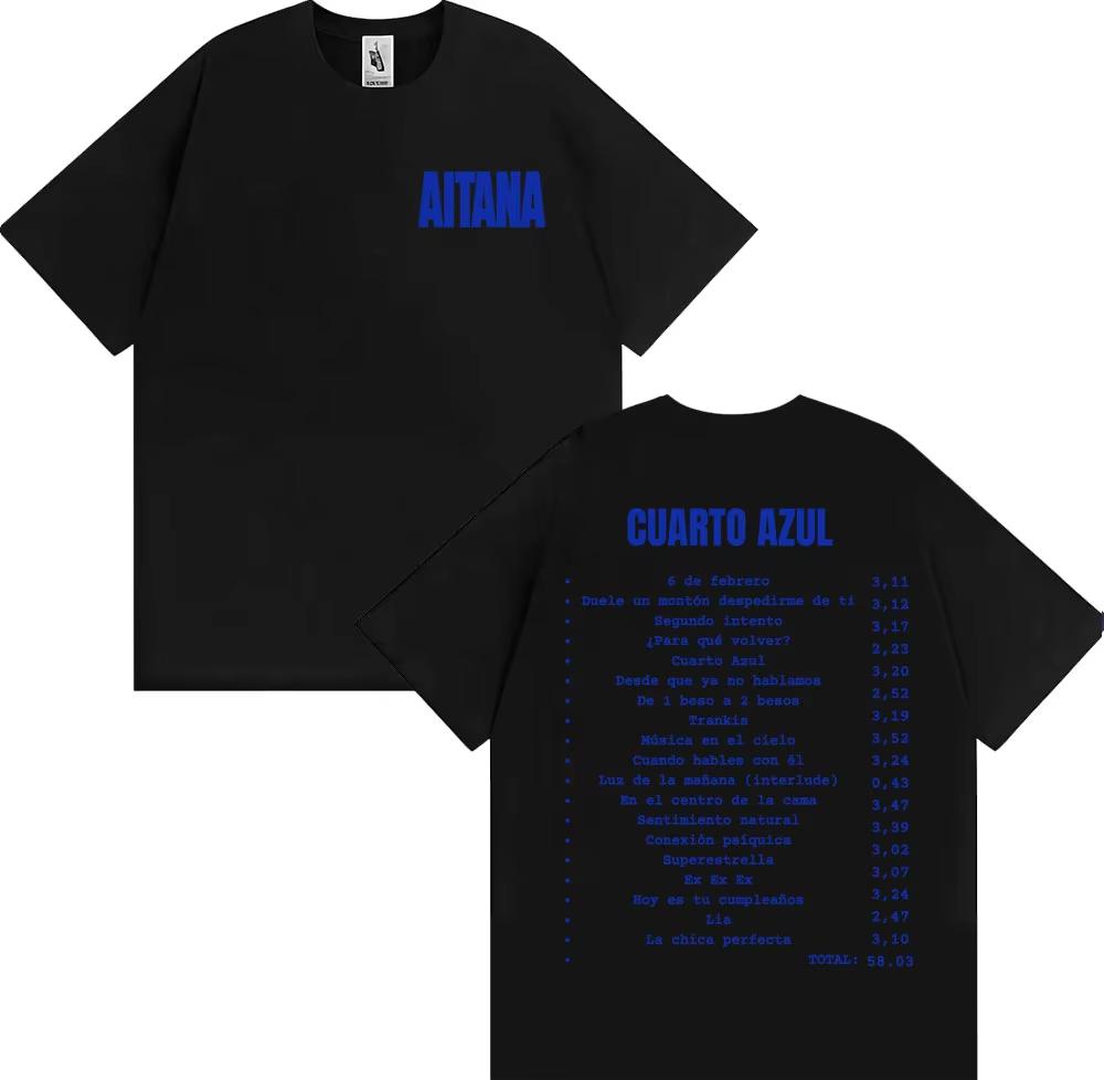 Singer Aitana Cuarto Azul Album Tour T Shirt 2026 Summer New Unisex Womens Fashion Casual 100 Cotton Aesthetic Oversized Tshirt