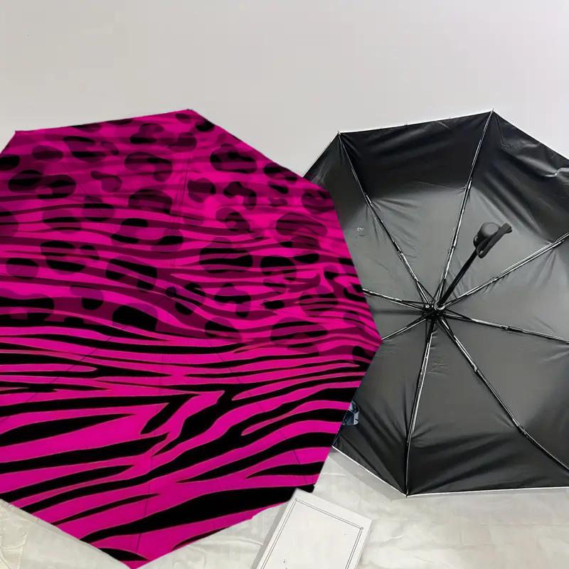 1PC Leopard Print Zebra Stripes Umbrella-8-Rib Reinforced, Automatic Open, Lightweight & Durable, Cute Fashion Accessory for Outdoor-T370