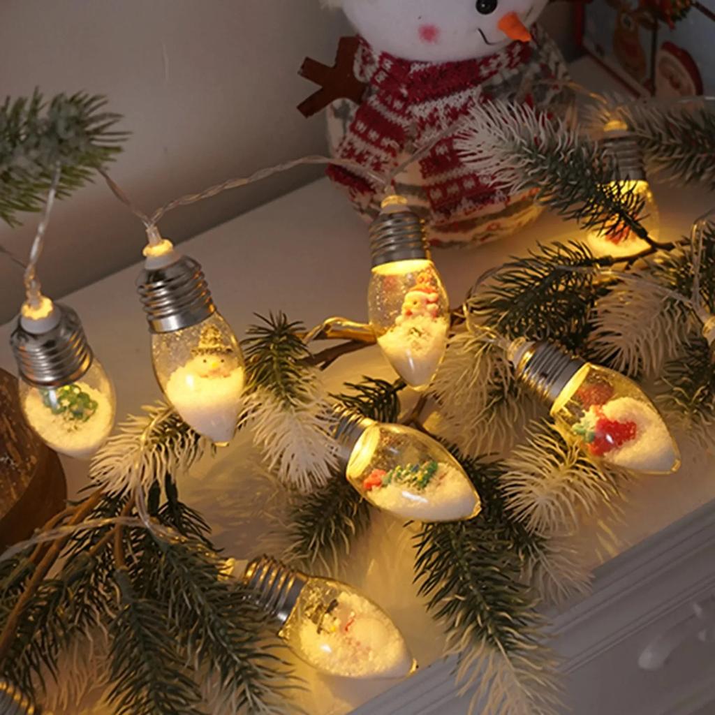 Рождественские светодиодные гирлянды, цветные огни в виде снеговика, Санта-Клауса, украшения для рождественской елки, подвесные светильники, рождественские гирлянды