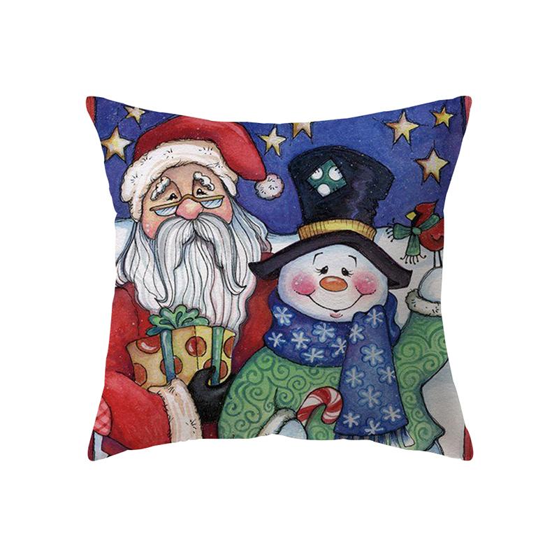 Merry Christmas Santa Claus Print Pattern Cushion Cover Home Living Room Sofa Decoration Polyester Pillow Pillow Cover