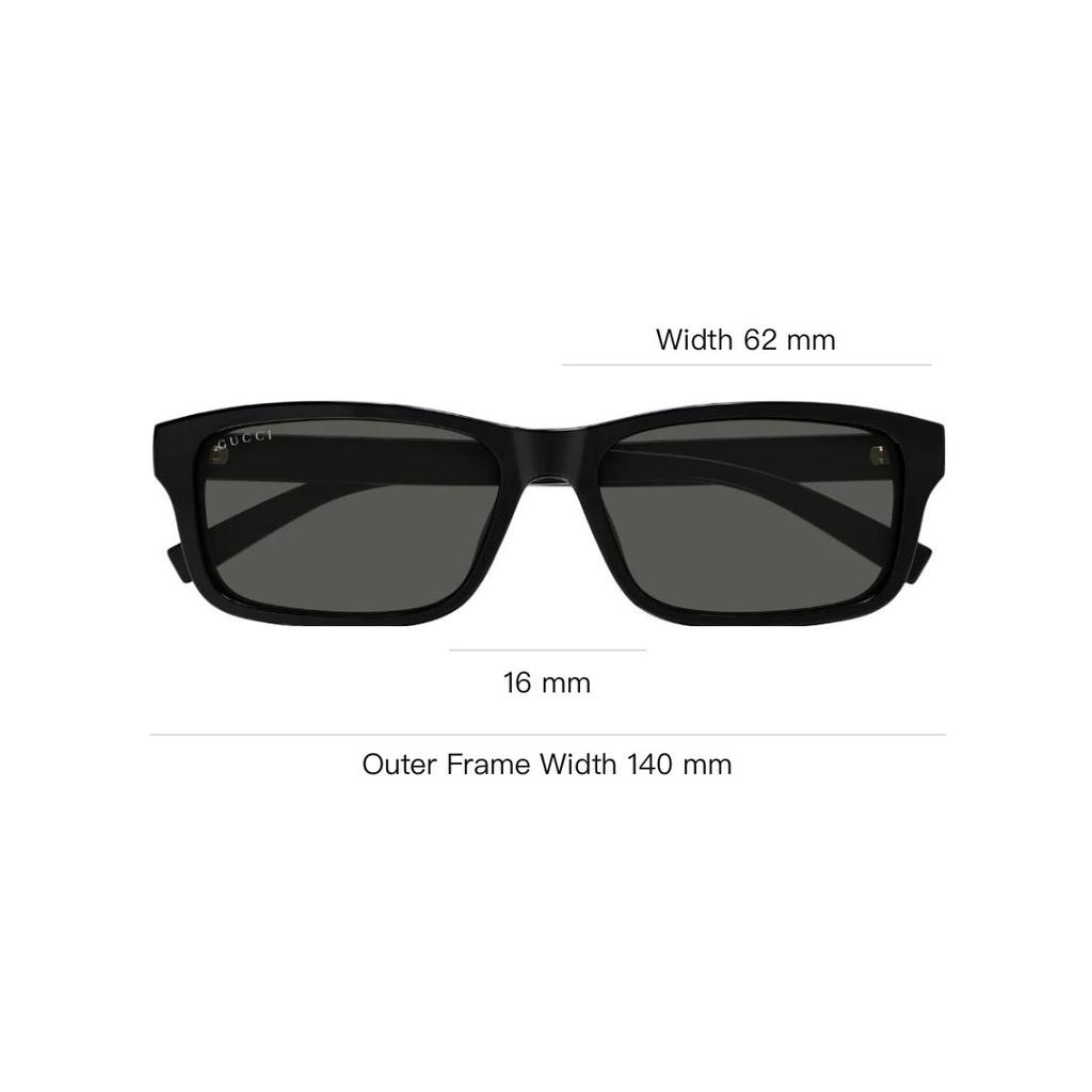 Gucci Logo Side Injection Square Sunglasses Men sunglasses Black GG1986SA001