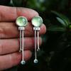 New Aquamarine Chalcedony Ancient Silver Earrings Mint Green Opal Asymmetric Earrings