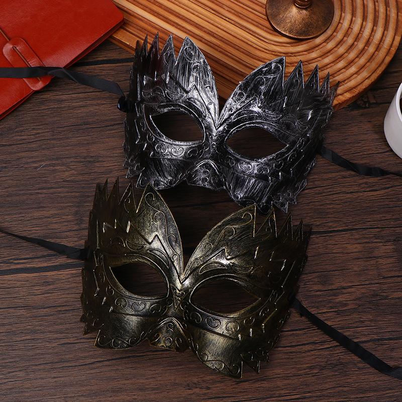 1Pc Carnival-Masquerade Mask Vintage Mask Gold Silver Half Face Mask Plastic Halloween Costume Party Mask Women Men