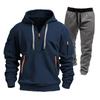 Men's Winter Fleece Multi-pocket Zipper Sweatshirt Suit Personalized Casual Hoodie Suit