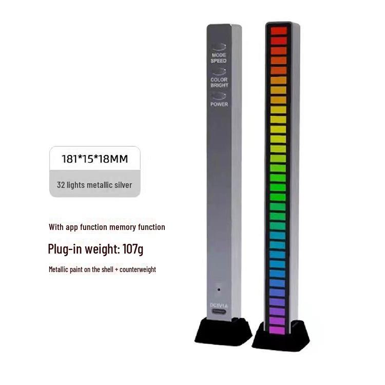 RGB светодиодная лента с Bluetooth и голосовым управлением - Световая панель с датчиком цвета, световой эффект под музыку и атмосферное освещение для рабочего стола или автомобиля.