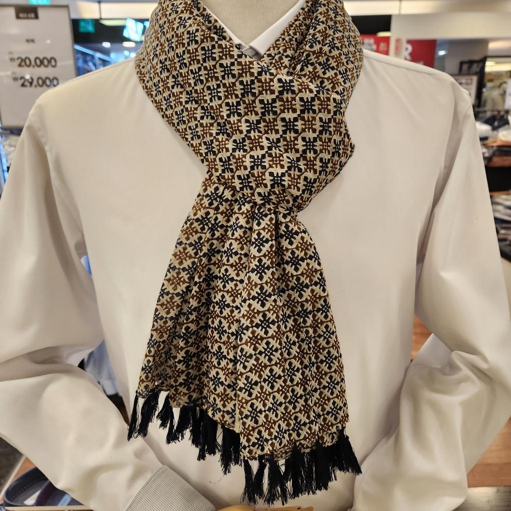 100% cotton bachi brown beige tile cotton scarf VM1M3CR112IO_Bupyeong branch