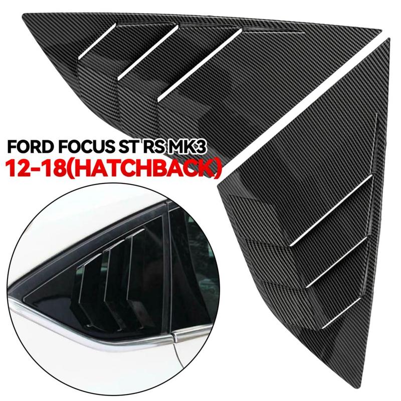 2pcs For Ford Focus ST RS MK3 2012-2018 Hatchback Rear Window Louvers Car Blinds Side Tuyere Louvers Vent ABS Accessories Style